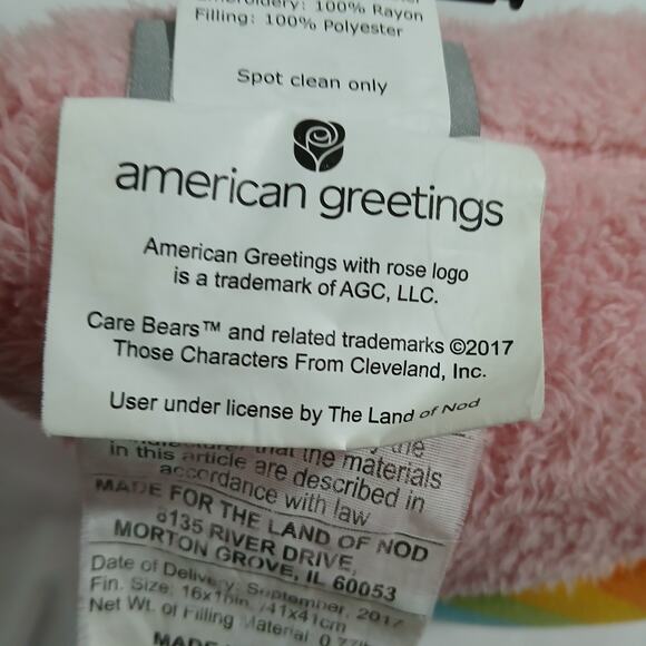 Care Bears American Greetings 2017 Cheer Bear Pillow Land Of Nod Pink Square - Picture 6 of 14